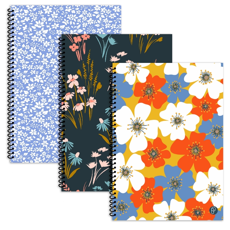 Floral 20x28cm Spiral Notebook - Click Image to Close