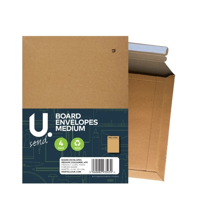 Board Envelopes Medium, 175x250mm, 4pk - Click Image to Close