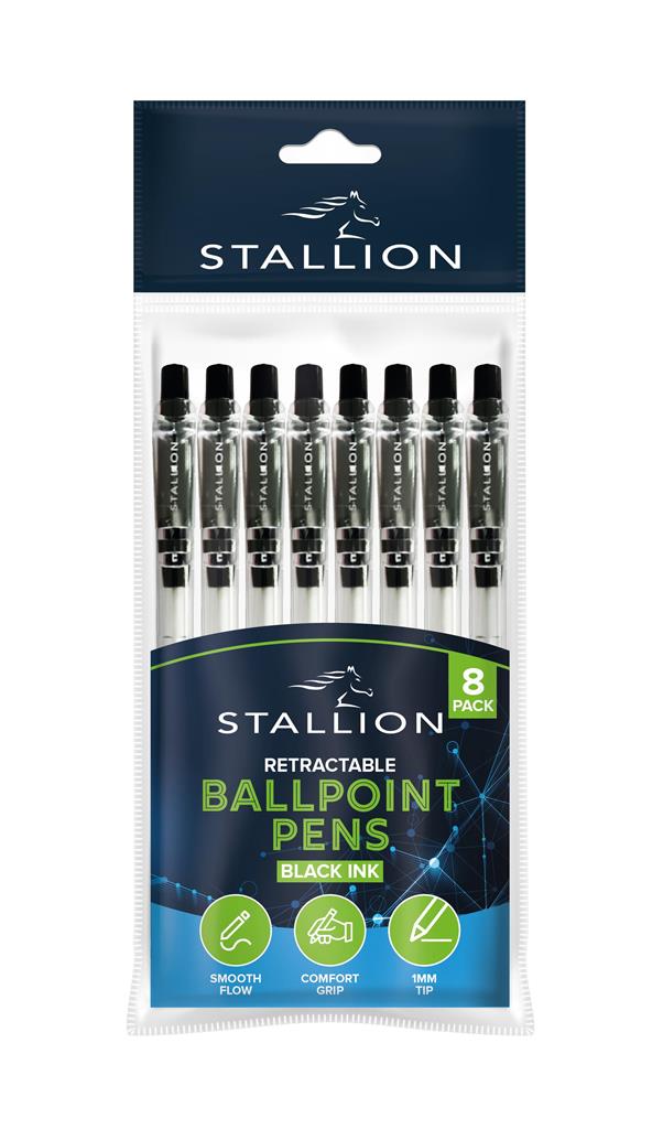 Retractable Ballpoint Pens 8 Pack - Click Image to Close