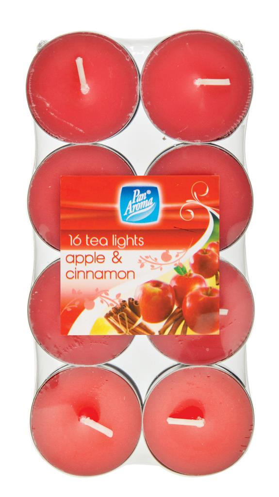 Colour Tea Lights Apple & Cinnamon 16 Pack - Click Image to Close