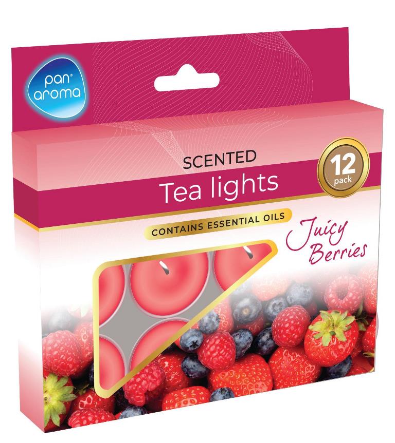 Tea-lights 12pack Colour Juicy Berries - Click Image to Close
