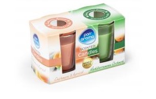 Glass Candle-cashmere & Apric,Mediter Orchard 2pack