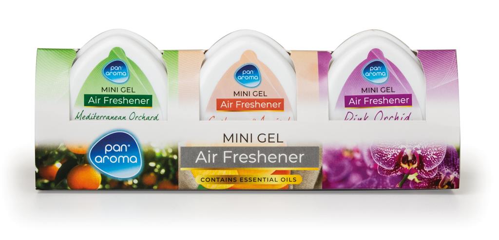 Mini Gel Air Freshener 3Pack Mediter/Apric/Pink Orch - Click Image to Close