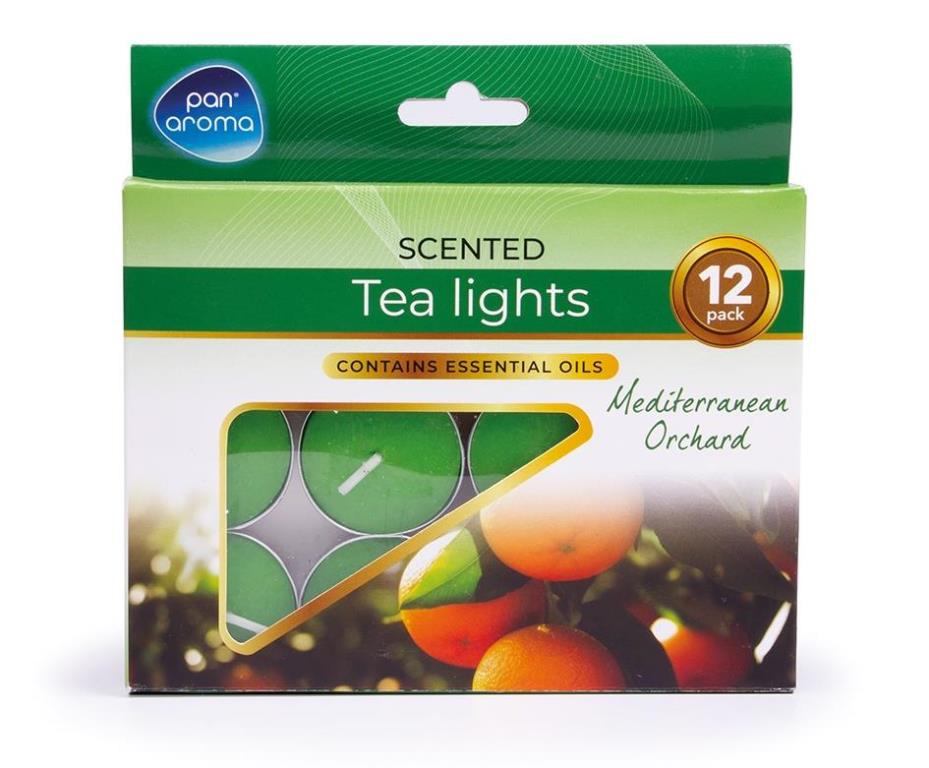 Tea-lights 12pack Colour Mediterranean Orchard - Click Image to Close