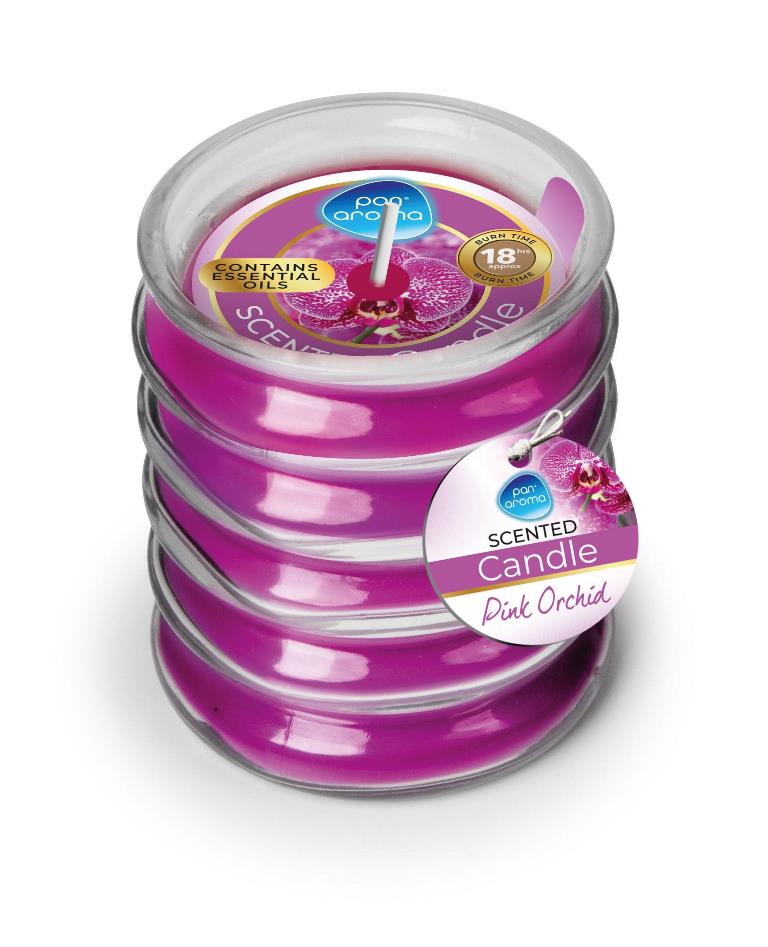 Ribbed Glass Candle Pink Orchid 120g - Click Image to Close