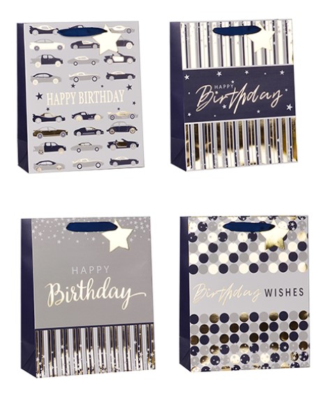 Mens Foiled Large Gift Bag 30x42x12cm - Click Image to Close