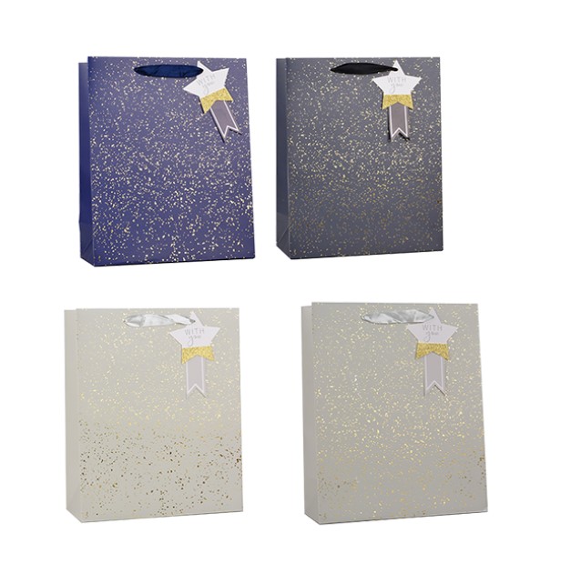 Gold Glitter Speckle Large Gift Bag 30x42x12cm - Click Image to Close