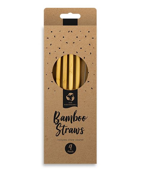 Bamboo Straws 4 Pack - Click Image to Close