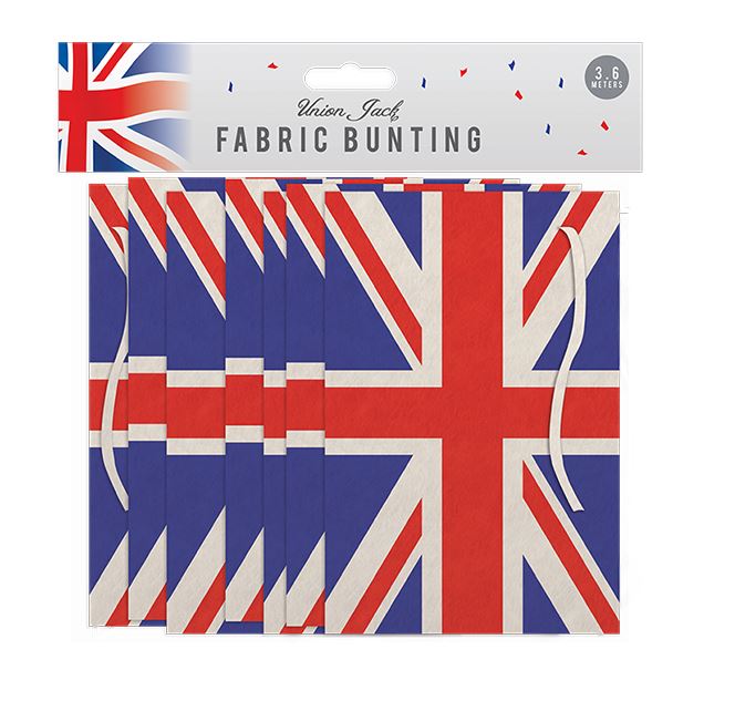 Union Jack Fabric Bunting 360cm - Click Image to Close