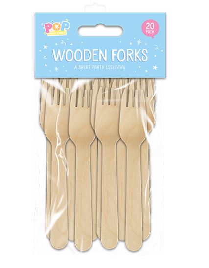 Wooden Forks 20 Pack - Click Image to Close