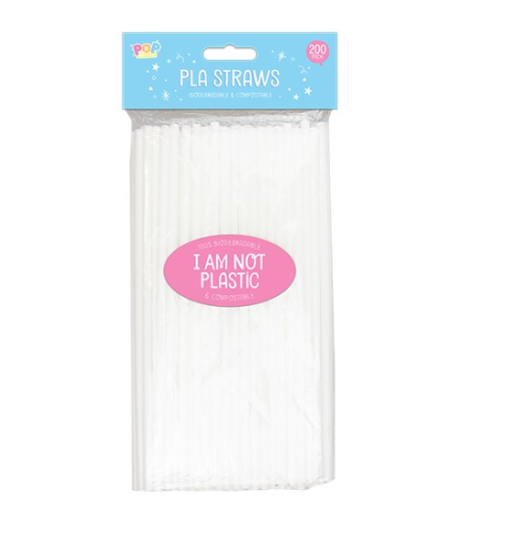 Biodegradable & Compostable PLA Straws 200 Pack - Click Image to Close