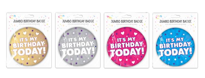 Happy Birthday Badge ( Assorted Colours ) - Click Image to Close
