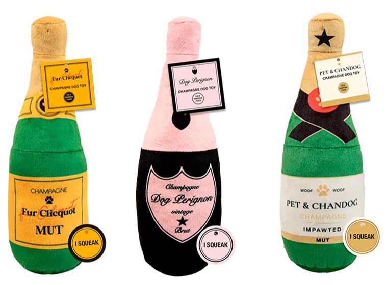 Luxury Champagne Bottle Dog Toy - Click Image to Close