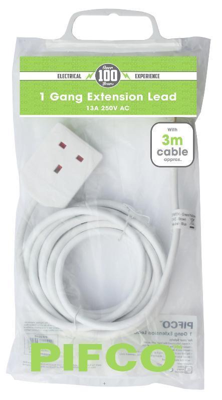 1 Gang ( 1 Way ) Extension Lead 3m - Click Image to Close