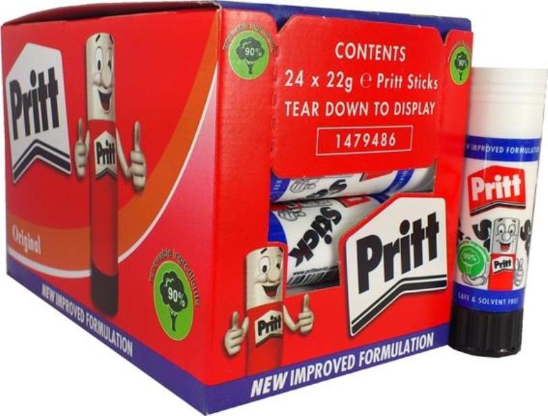 Pritt Glue Stick Washable Non Toxic Large - 43g Pack 5 - Hunt