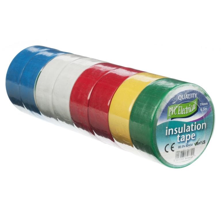 Ultratape 19mm x 4.5m Electric Pvc Tape 8 Pack ( Assorted ) - Click Image to Close