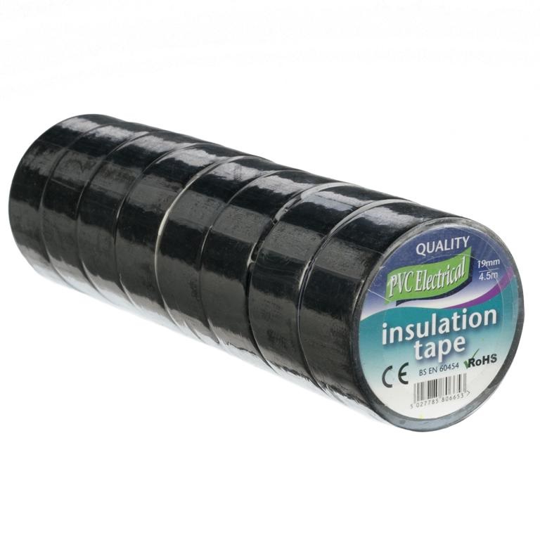 Ultratape 19mm X 4.5M Electric Pvc Black Tape 8 Pack - Click Image to Close