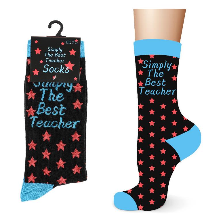 Mens Cotton Simply The Best Teacher Design Socks - Click Image to Close