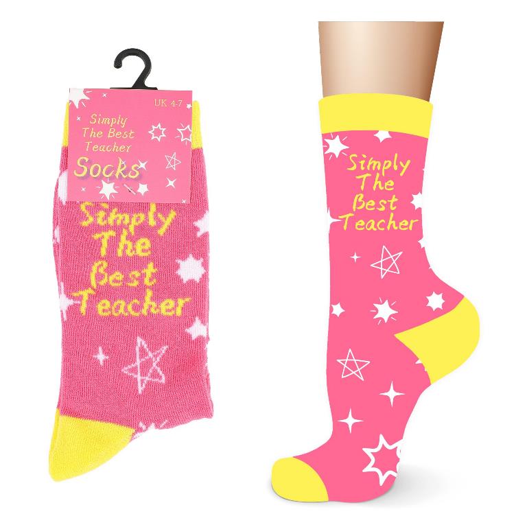 Ladies Cotton Simply The Best Teacher Design Socks - Click Image to Close