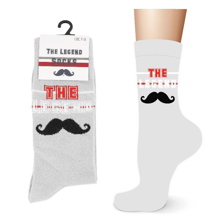 Mens Cotton The Legend Design Socks - Click Image to Close