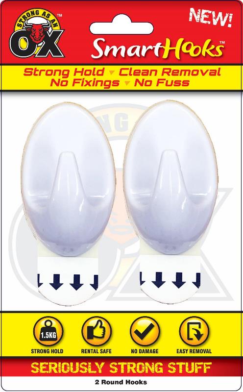 SERIOUSLY STRONG REMOVABLE HOOK ROUND 2 Pack - Click Image to Close