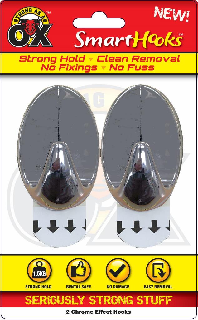 Seriously Strong Removable Hook Chrome 2 Pack - Click Image to Close