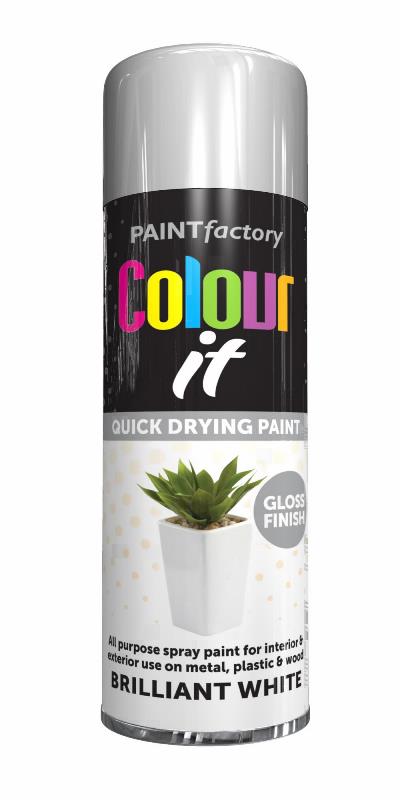 Colour It - White Gloss 250ml Spray Paint - Click Image to Close