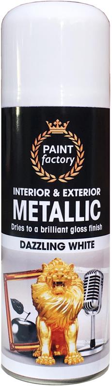All Purpose White Metallic 200ml Spray Paint - Click Image to Close
