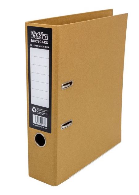 Pukka Recylced Lever Arch A4 Kraft - Click Image to Close