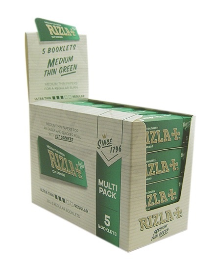 Rizla Multi Pack Green Standard / Regular Paper 5 Pack x 20 - Click Image to Close