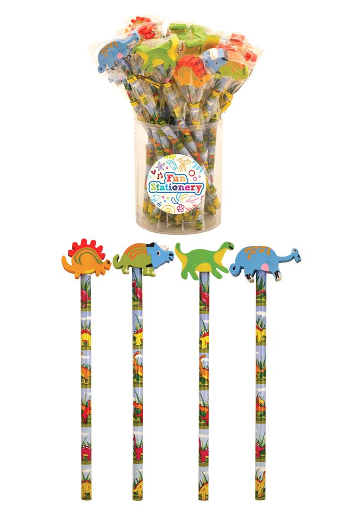 Dinosaur Pencils With Eraser Top X 24 ( 21p Each ) - Click Image to Close