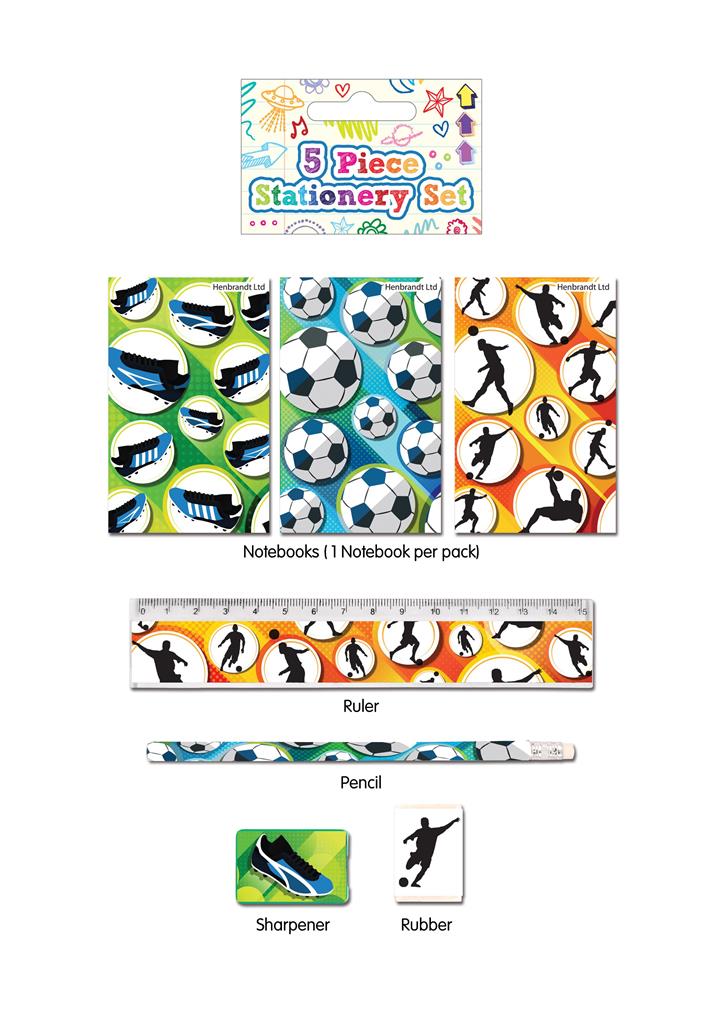 Football Stationery Set Of 5 - Click Image to Close