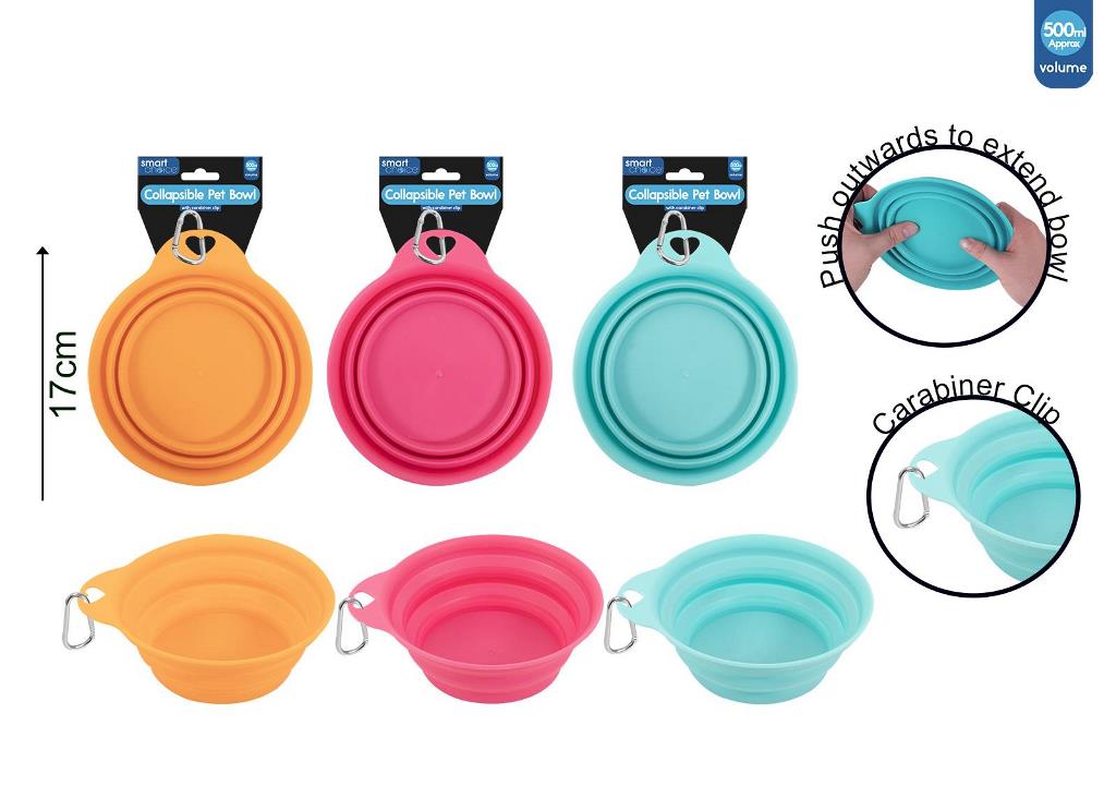 Smart Choice Collapsible Pet Bowl With Clip 3 Assorted - Click Image to Close