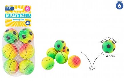 Summer Rainbow Rubber Balls 6 Pack - Click Image to Close