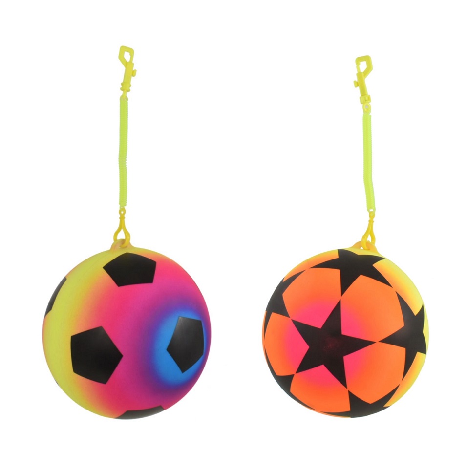 Neon Star & Pentagon 10" ( 25cm ) Ball With Keychain - Click Image to Close