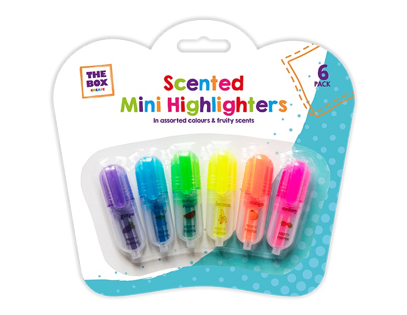 Scented Mini Highlighters - 6 Pack - Click Image to Close