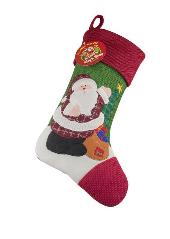 Deluxe Plush Vintage Santa Christmas Stocking 40cm X 25cm - Click Image to Close
