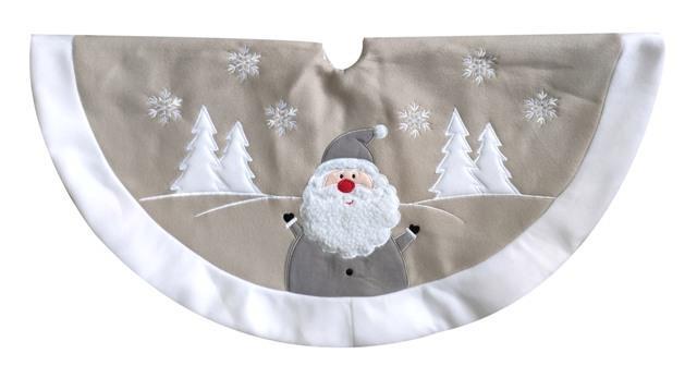 Deluxe Plush Silver Santa Christmas Tree Skirt - Click Image to Close