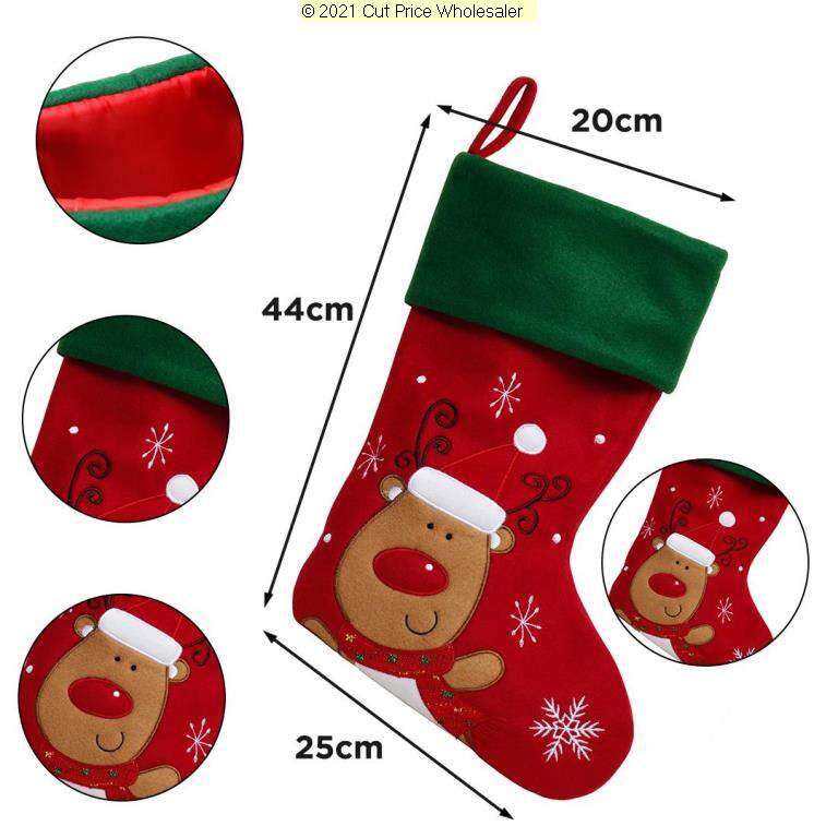 Deluxe Plush Red Green Top Penguin Stocking 40cm X 25cm - Click Image to Close