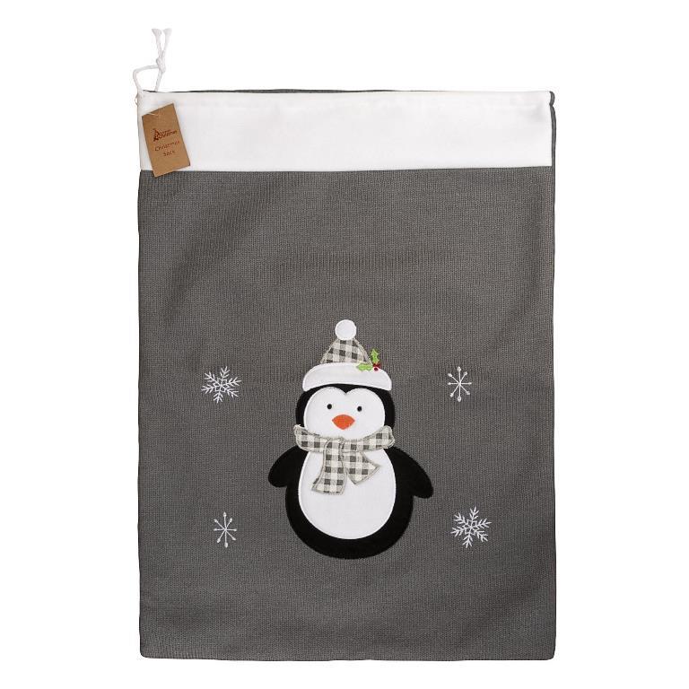 Deluxe Plush Grey Knitted Penguin Sack 50 X 70cm - Click Image to Close