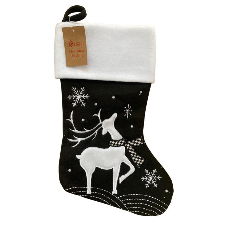 Deluxe Plush Modern Reindeer Christmas Stocking - Click Image to Close