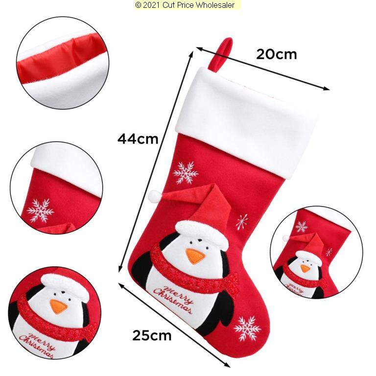 Deluxe Plush Red Penguin With 3D Hat Stocking 40cm X 25cm - Click Image to Close