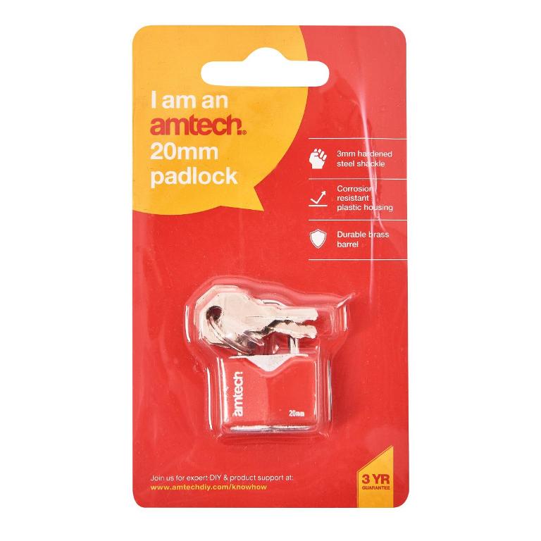 Amtech 20mm Rhombic Chrome Plated Iron Padlock - Click Image to Close