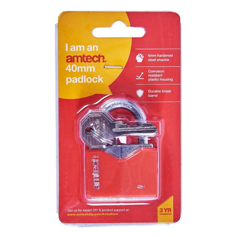 Amtech 40mm Rhombic Chrome Plated Iron Padlock - Click Image to Close