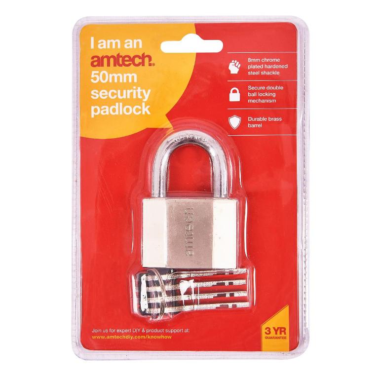 Amtech 50mm Security Padlock - Click Image to Close