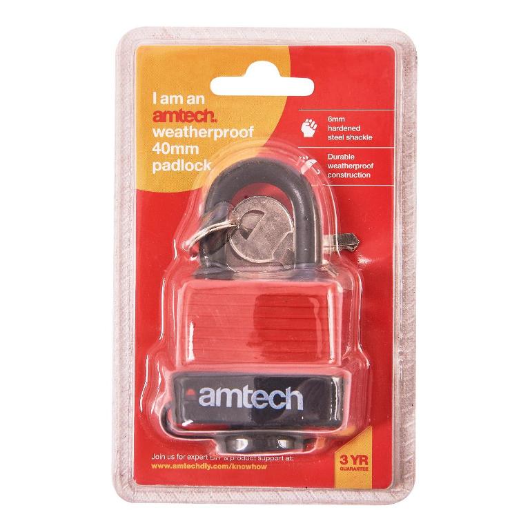 Amtech 40mm Weatherproof Padlock - Click Image to Close