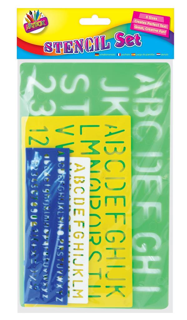 Tallon Alphabet Stencil Set 4 Pack ( Assorted Colours ) - Click Image to Close