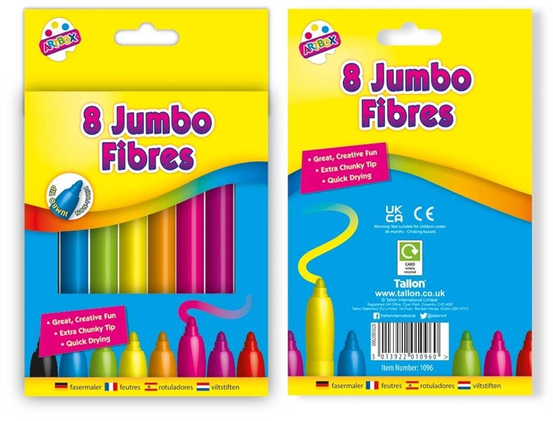 Tallon 8 Jumbo Fibre Colouring Pens - Click Image to Close