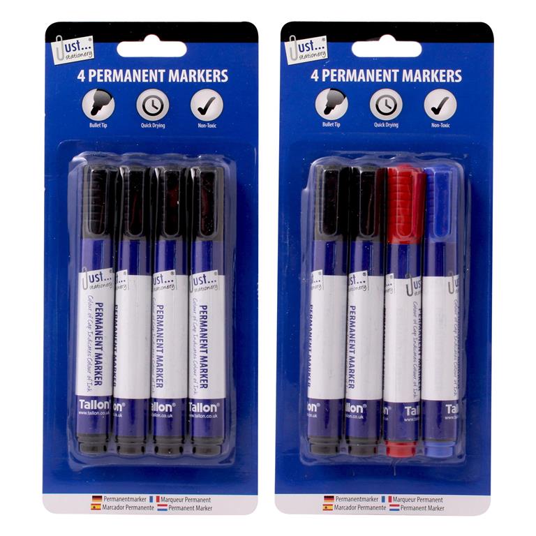Tallon 4 Permanent Markers Bullet Tip - Click Image to Close