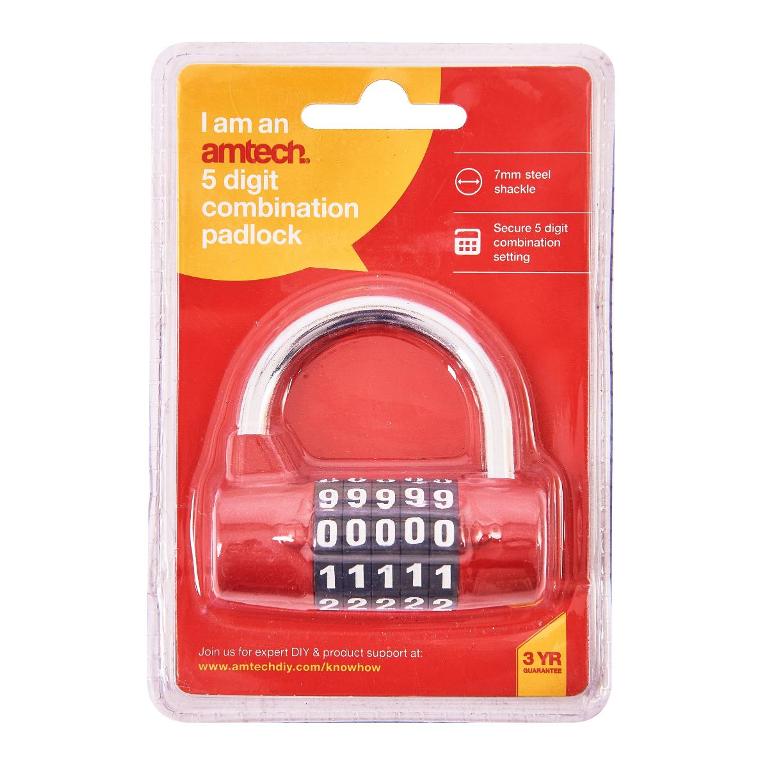 Amtech 5 Digit Combination Padlock - Click Image to Close